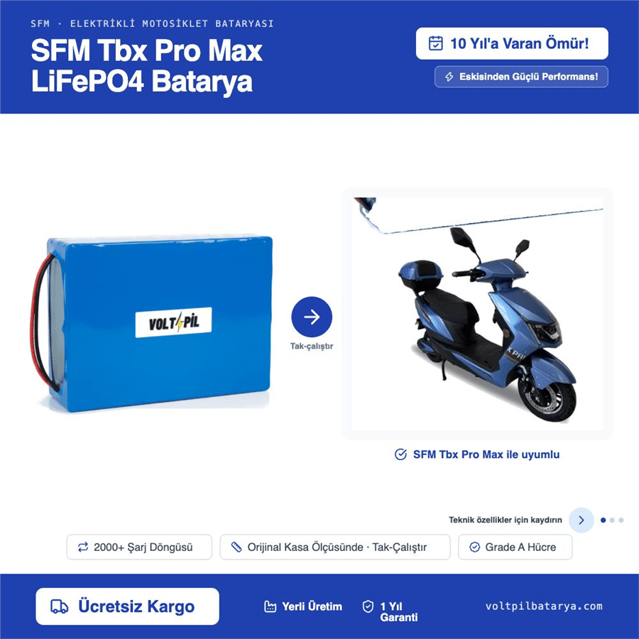 SFM Tbx Pro Max Lityum LiFePO4 Batarya