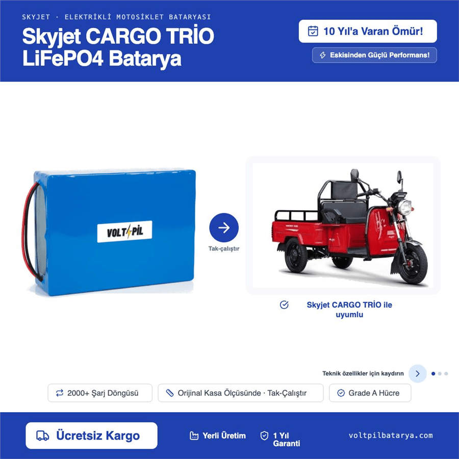 Skyjet CARGO TRİO Lityum LiFePO4 Batarya