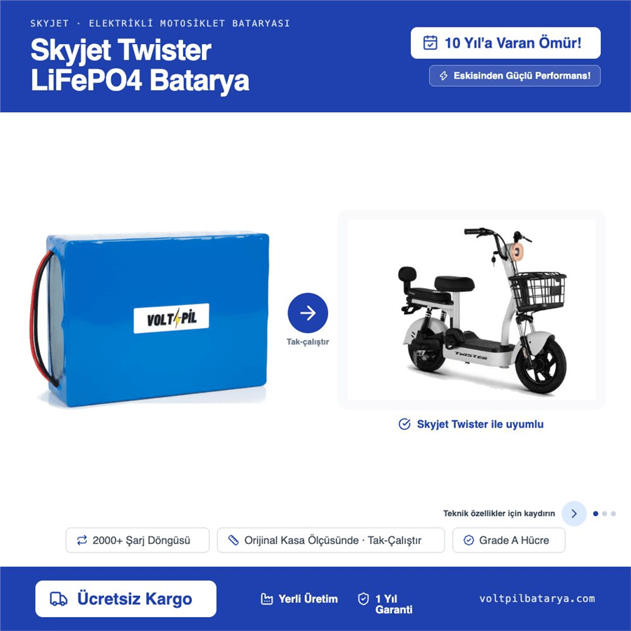 Skyjet Twister Lityum LiFePO4 Batarya