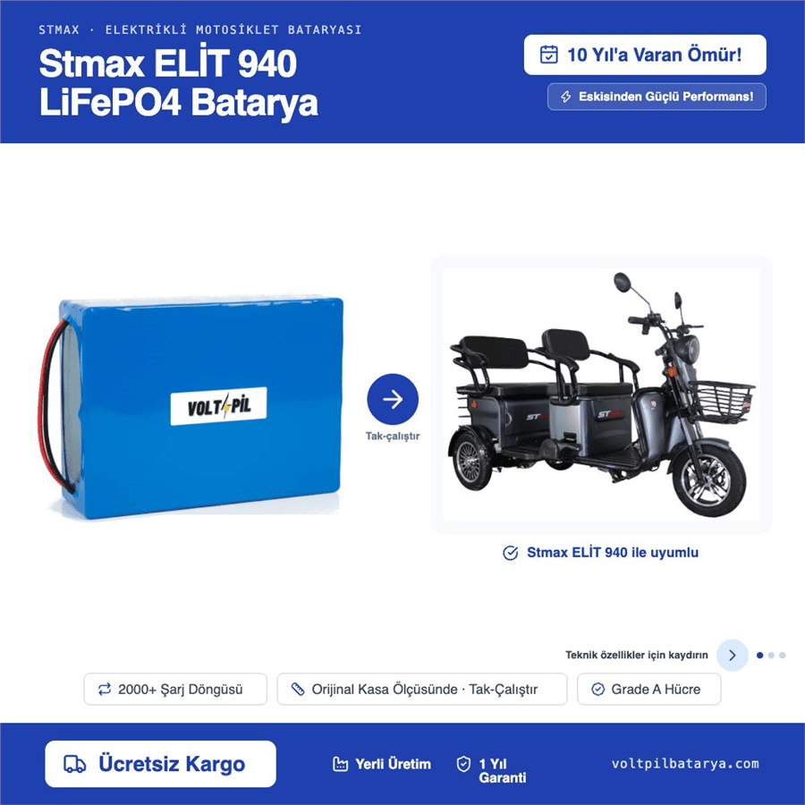 Stmax Elit 940 Lityum LiFePO4 Batarya