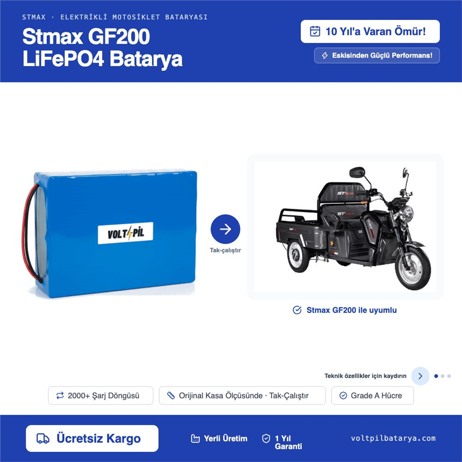 Stmax GF200 Lityum LiFePO4 Batarya