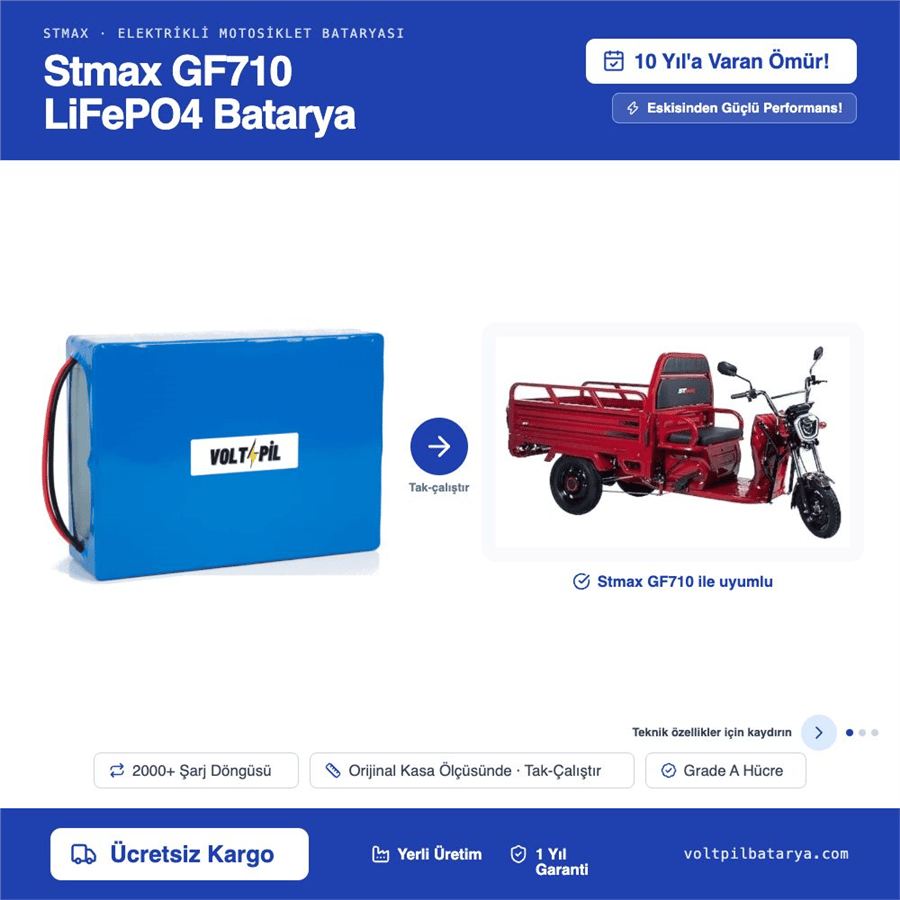 Stmax GF710 Lityum LiFePO4 Batarya