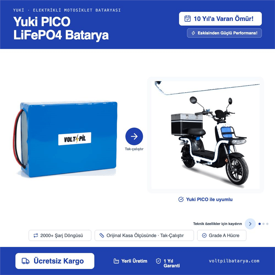 Yuki PICO Lityum LiFePO4 Batarya