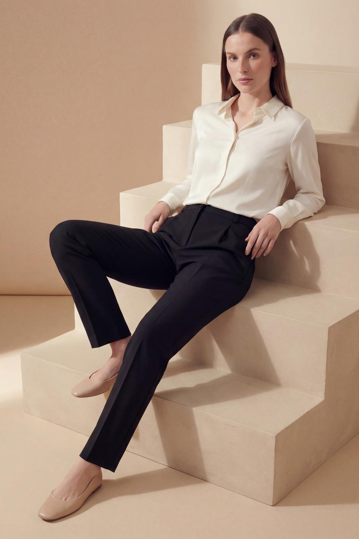 Tulin Beli Lastikli Comfort Pantolon Siyah