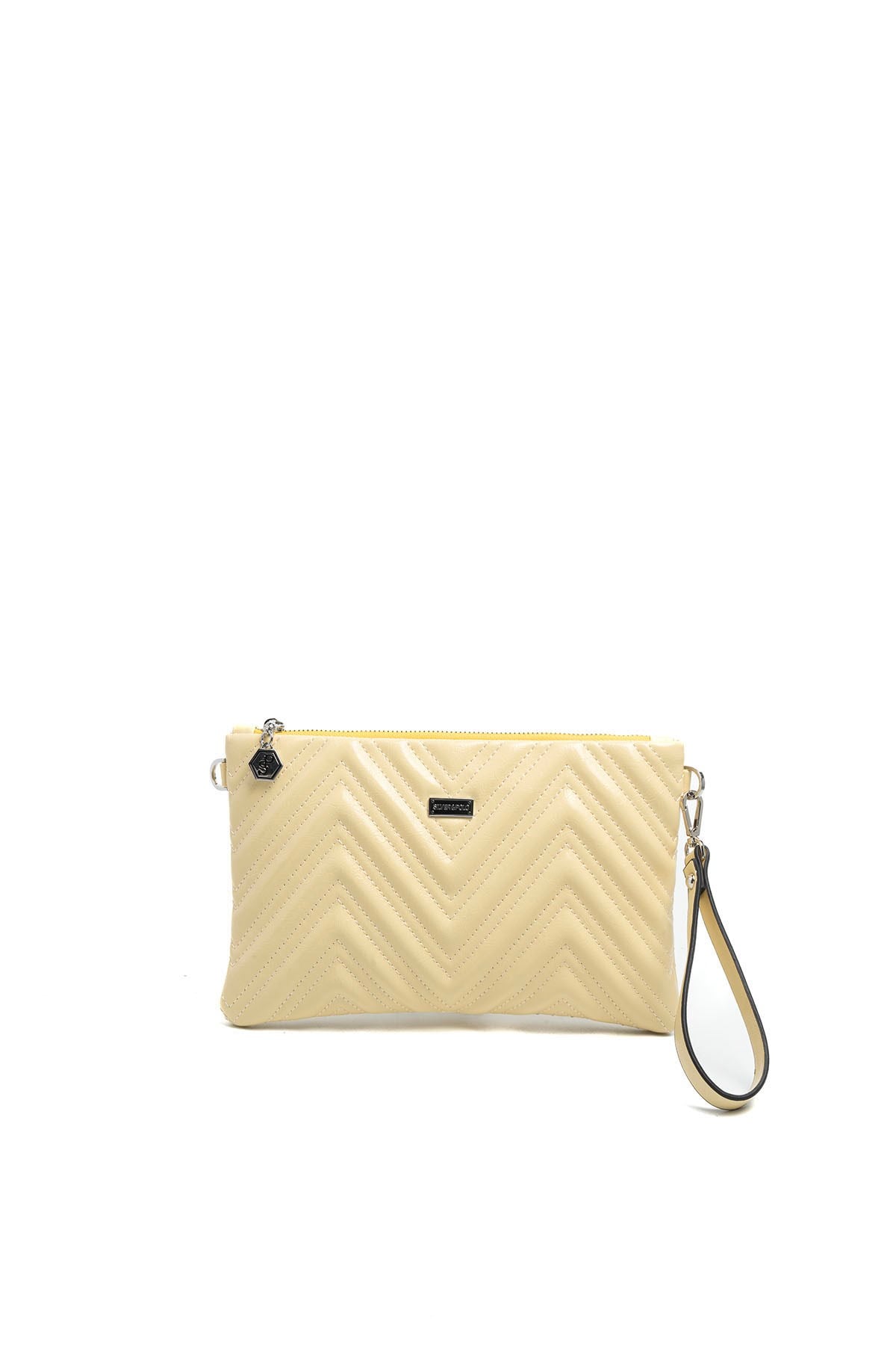 Silver Polo Sarı - Sarı Kapitone V Kadın Portföy ve Clutch El Çantası SP1250