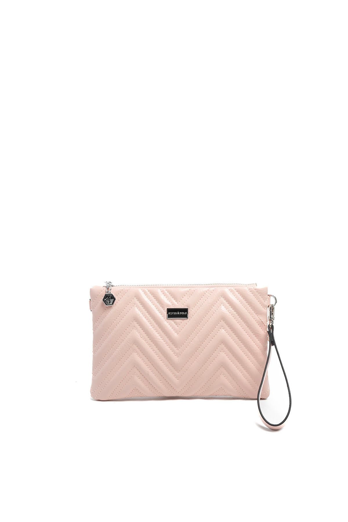 Silver Polo Pudra - Pudra Kapitone V Kadın Portföy ve Clutch El Çantası SP1250