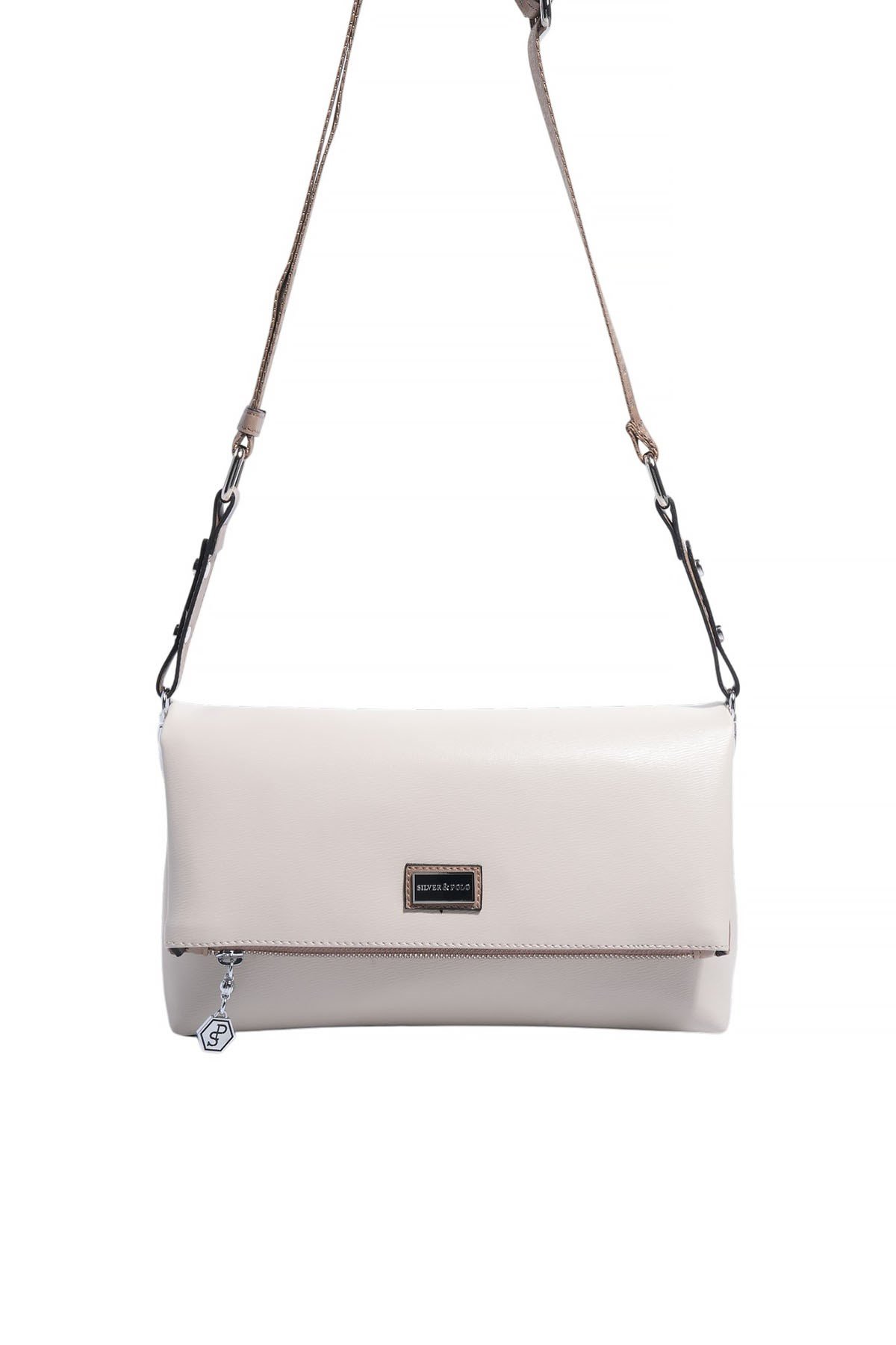 Silver Polo Bej - Latte Düz Kadın Çapraz Çanta SP1278