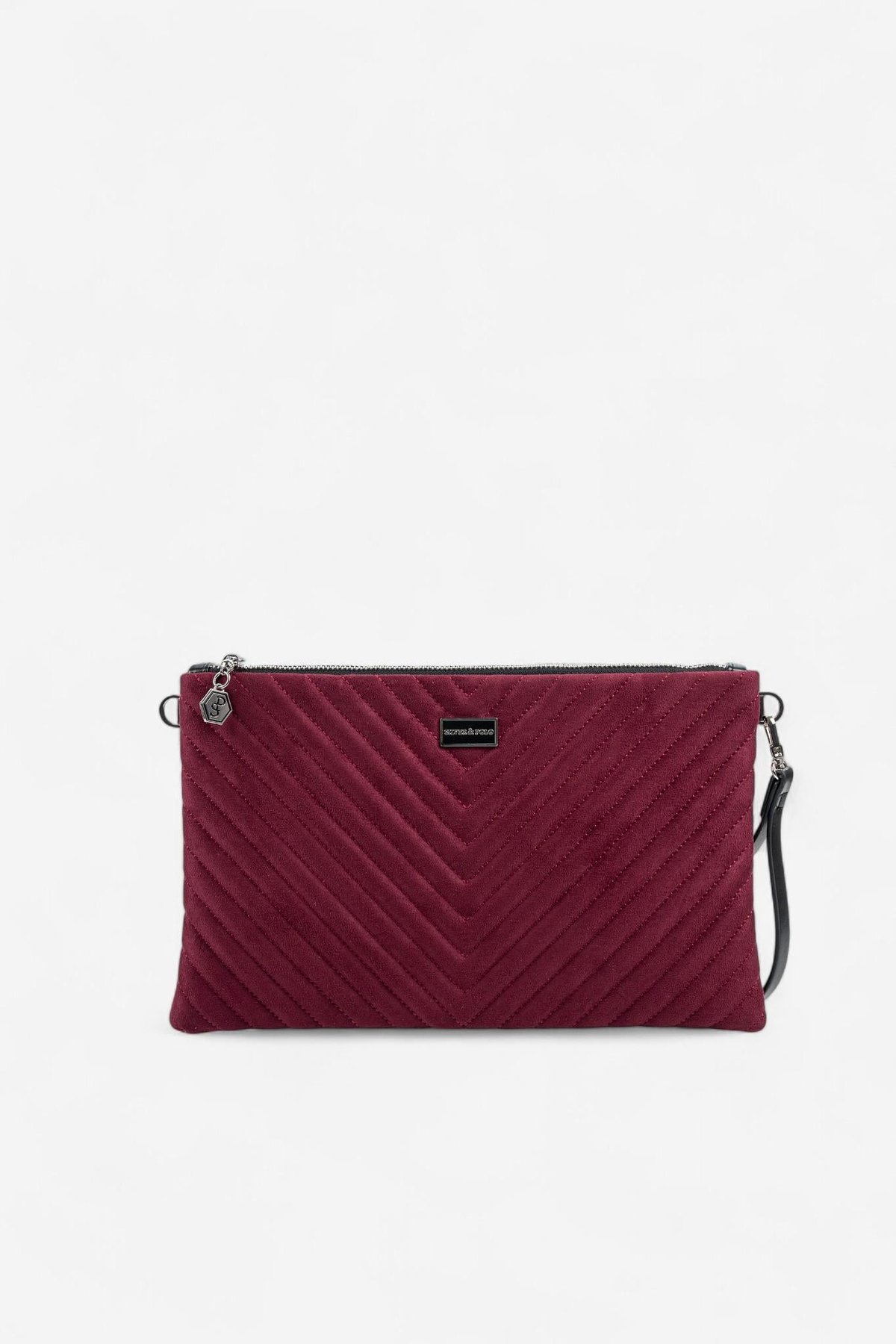 Silver & Polo SP1034 Kadın Portföy & Clutch Kapitone V Süet Bordo