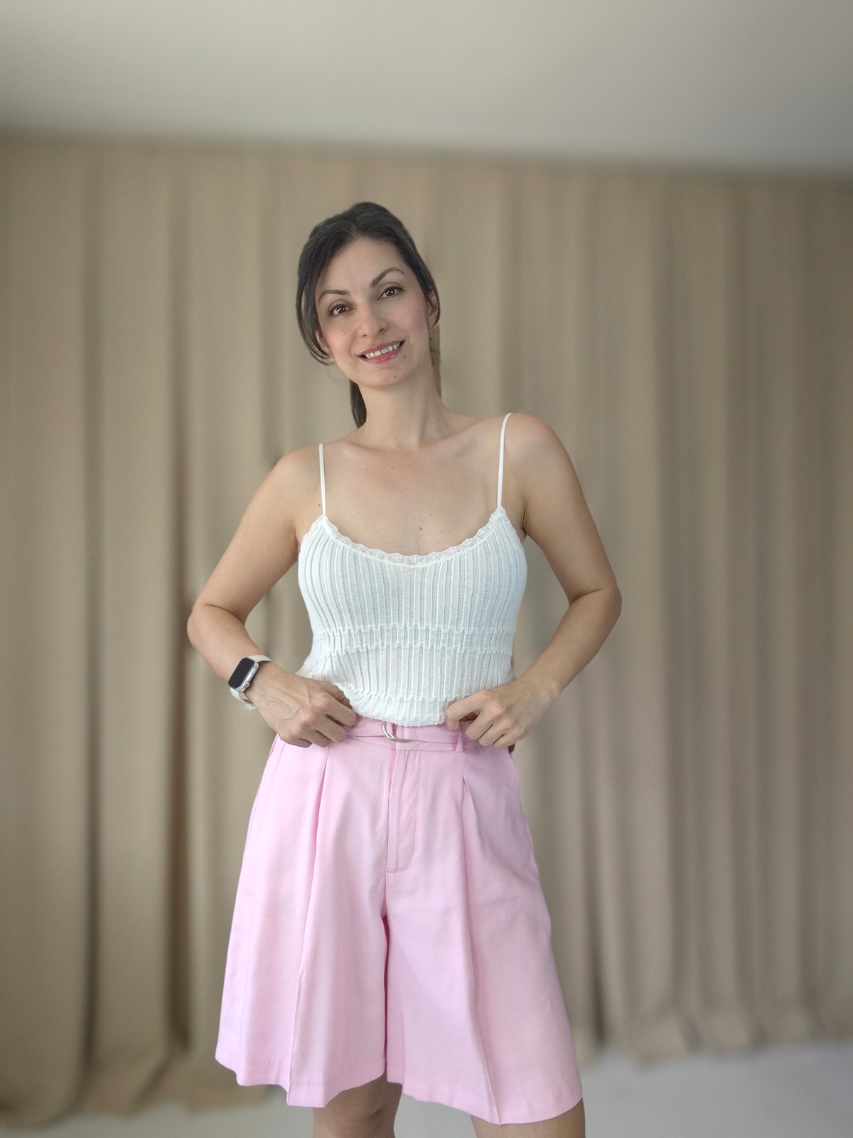 Askılı İnce Dokulu Triko Bluz