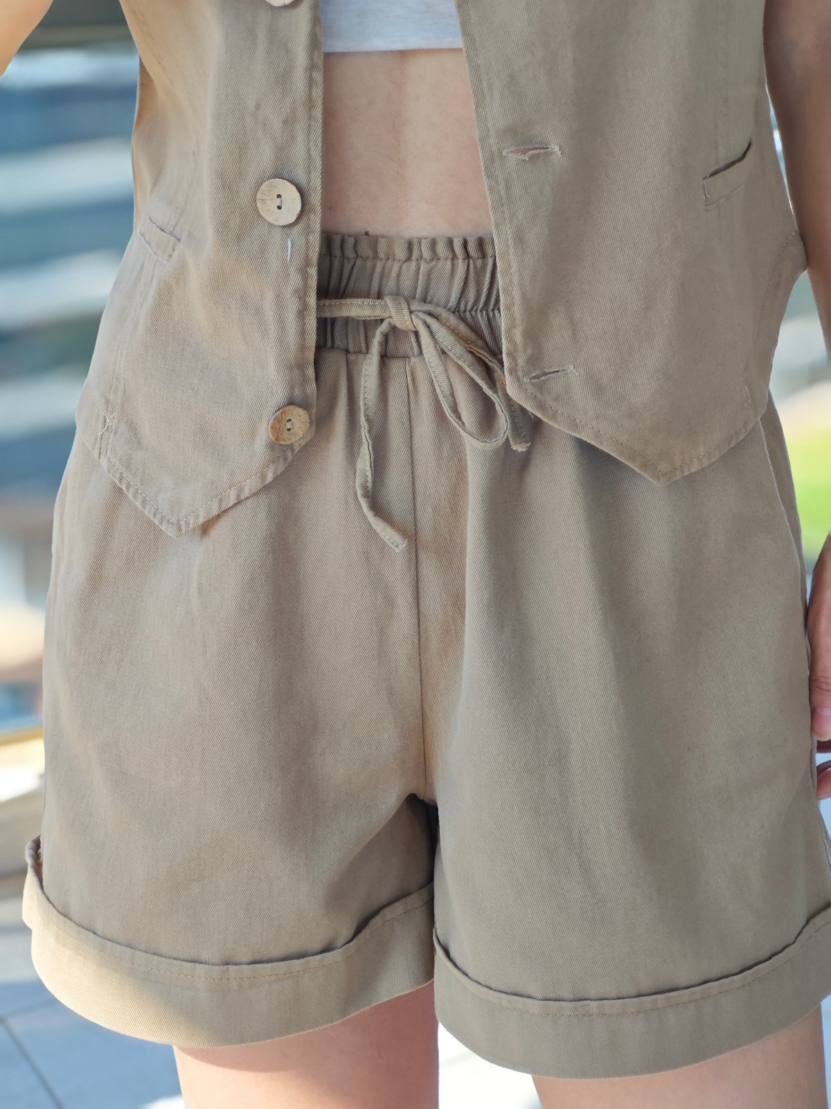 Cotton Şort Camel