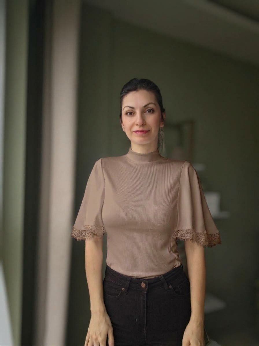 Dantel Kollu Bluz Vizon - 6532