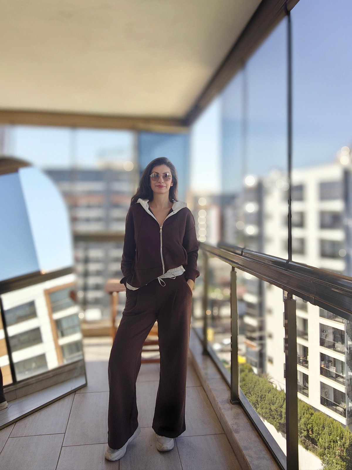 Garnili Eşofman Takımı Kahve