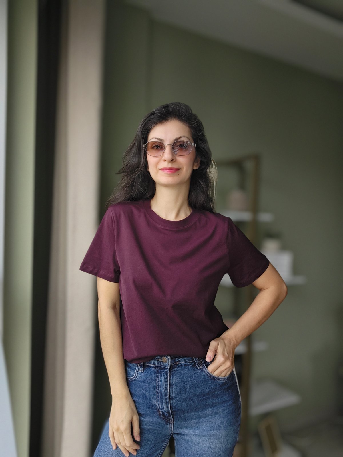 Sıfır Yaka Tshirt Mürdüm