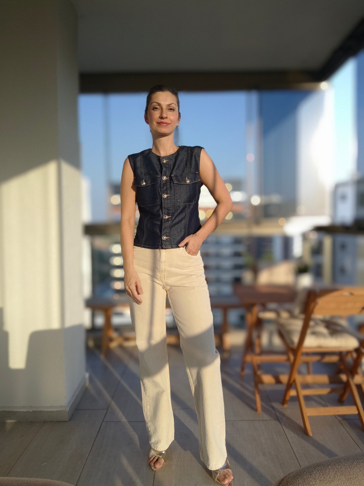 Straight Fit Bej Jean