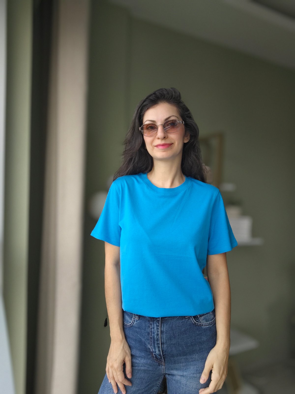Sıfır Yaka Tshirt Mavi