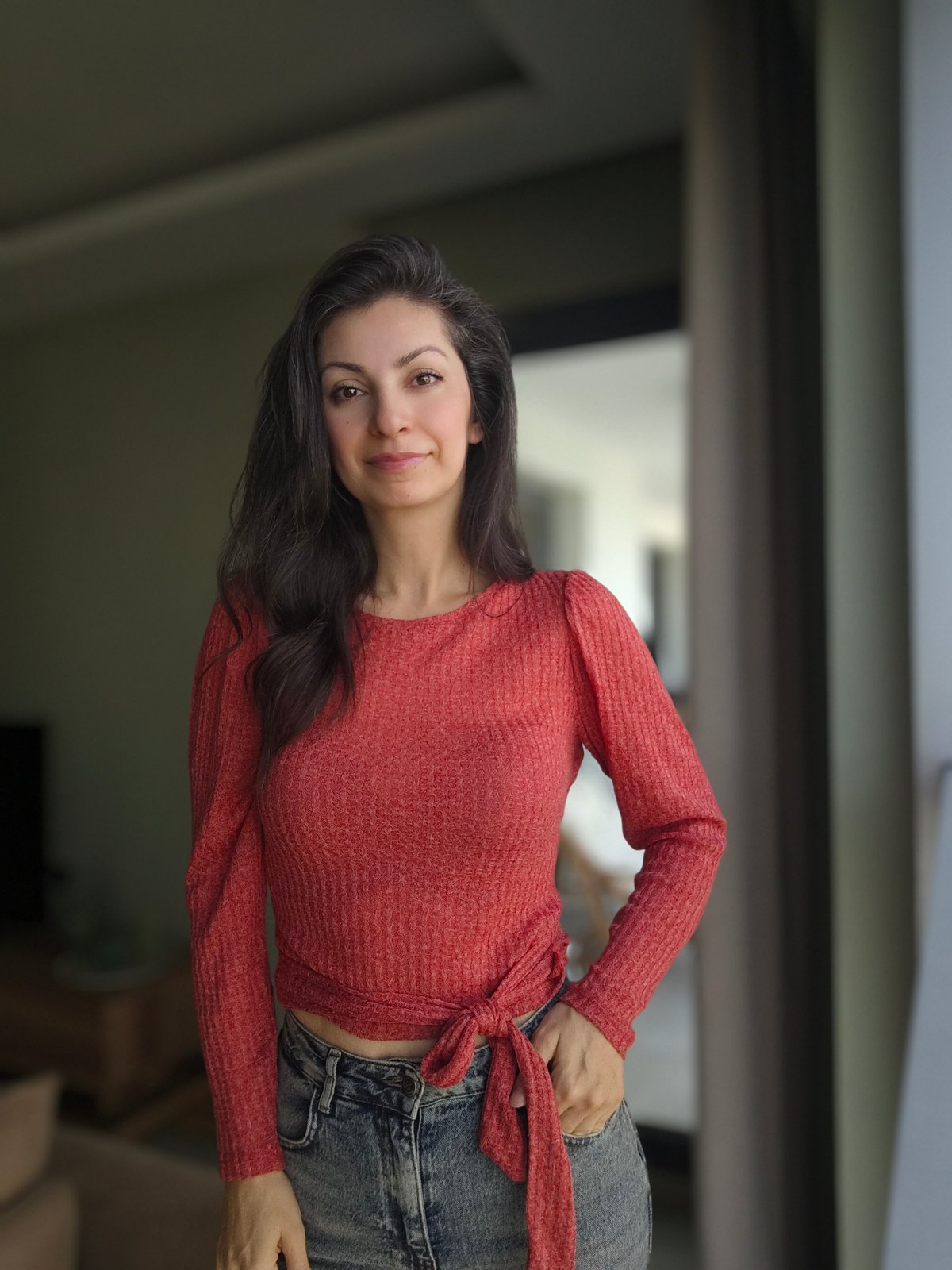 Sırt Dekolteli Bluz Kiremit