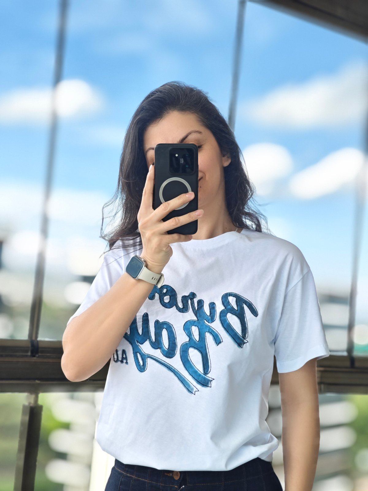Yazı Detaylı T-shirt Beyaz 