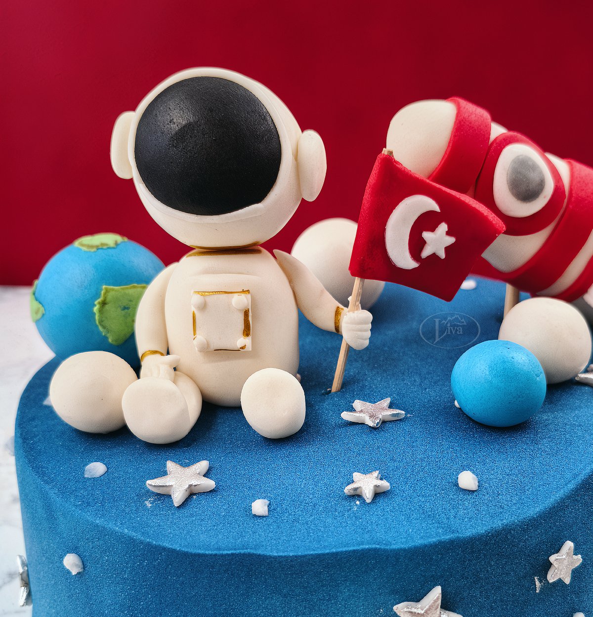 Astronot ve Uzay Roketi Özel Pasta
