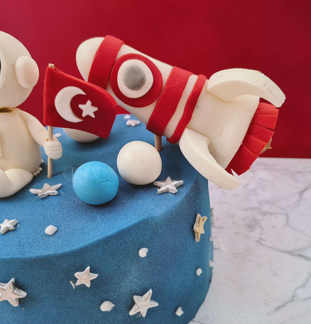Astronot ve Uzay Roketi Özel Pasta