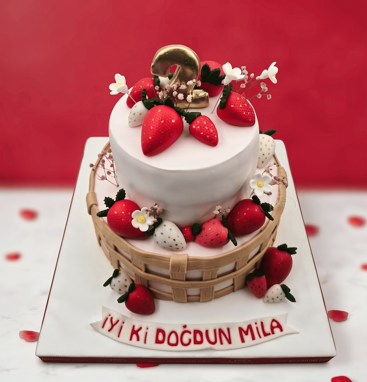 Çilekli Lezzet Sepeti Özel Pasta