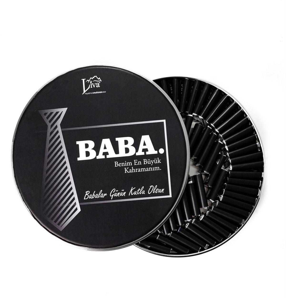 Metal Kutu Babalar Günü Çikolatası Kahraman Babam Tasarım ( 80 Adet Napoliten Çikolata )