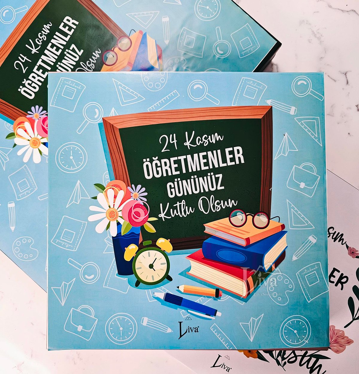 Öğretmenler Günü Kitaplı Tasarım Sargılı Madlen Çikolata 48'li Paket