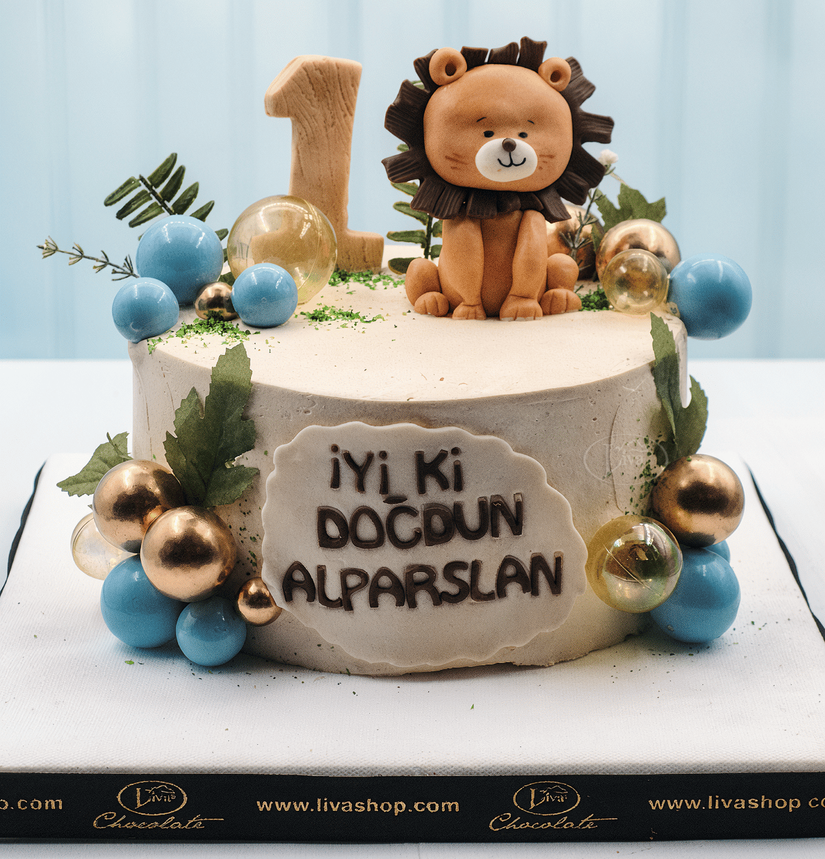 Sevimli Aslan ve Mavi Küreler Özel Pasta