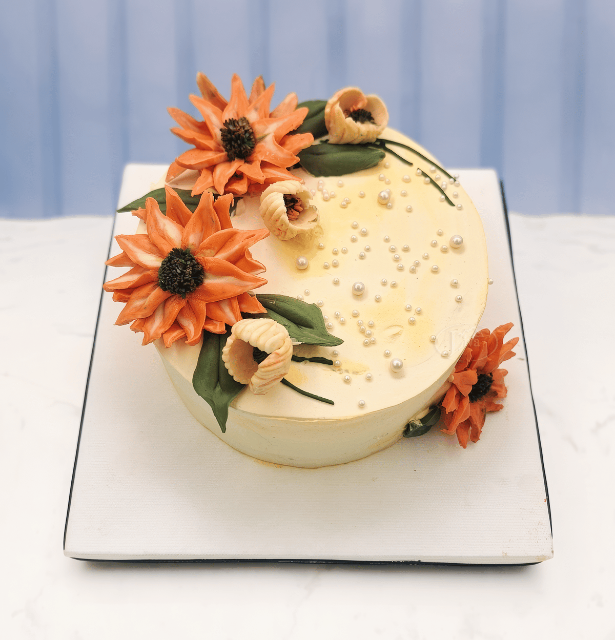 Turuncu Ayçiçeği Buttercream Özel Pasta