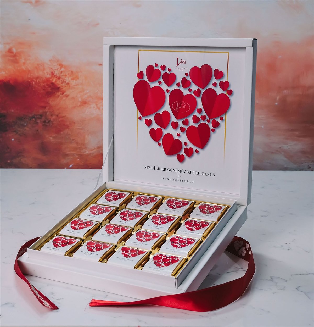 Uçan Kalpler Sargılı Madlen Çikolata 48'li Paket