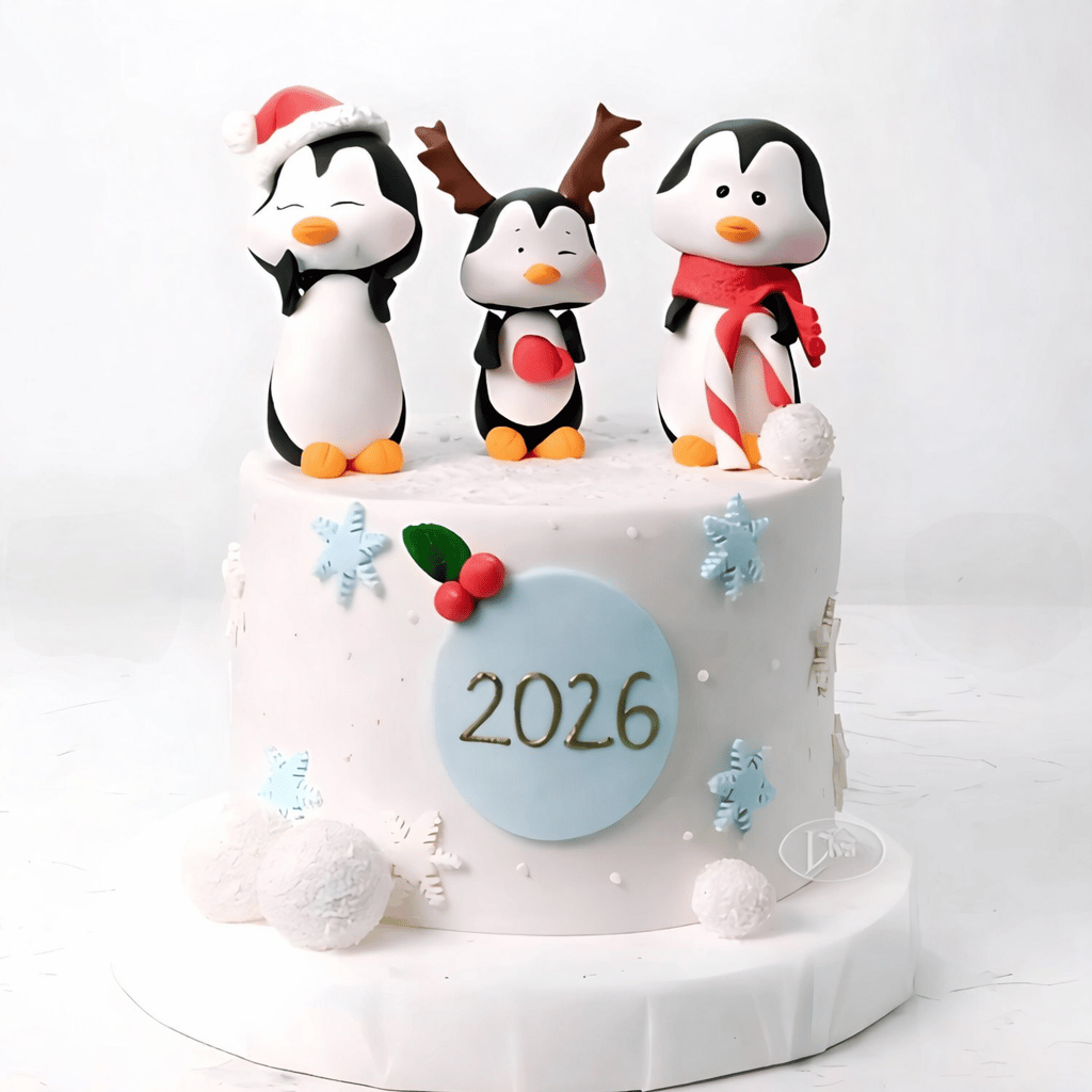 Yılbaşı Üç Tatlı Penguen Özel Pasta