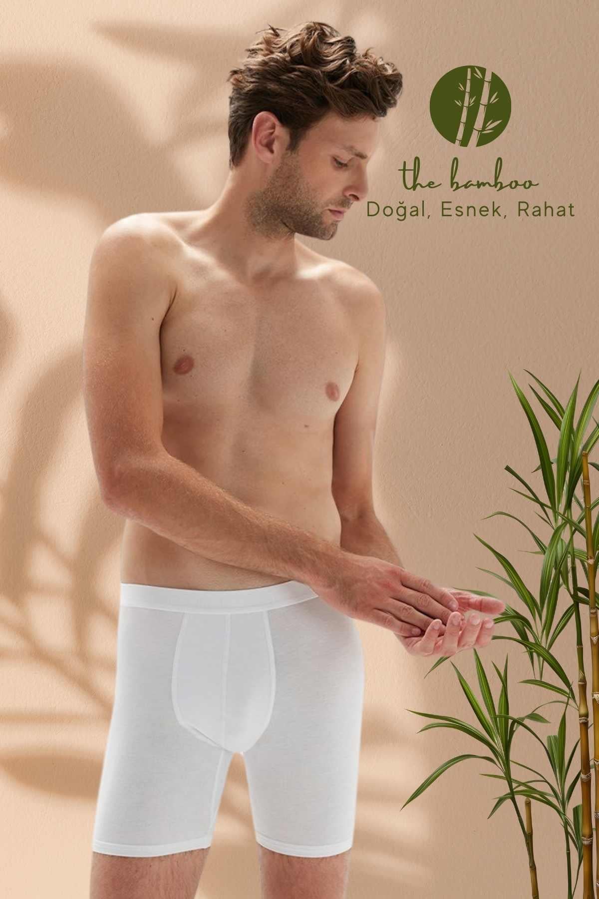  Weweus Beyaz Erkek Süper İnce Doğal Bambu Uzun Boxer 1013