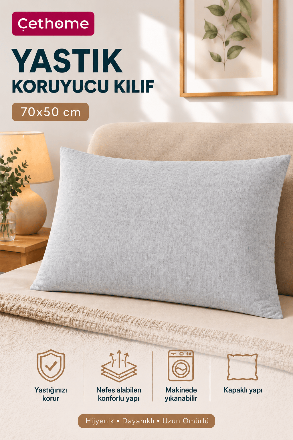 ÇetHome 50x70 cm Grimelanj Yastık Koruyucu Kapaklı Kılıf