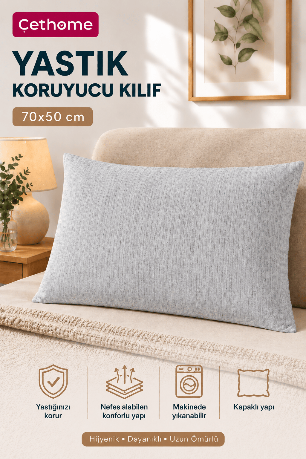 ÇetHome 50x70 cm Grimelanj Yastık Koruyucu Kapaklı Kılıf