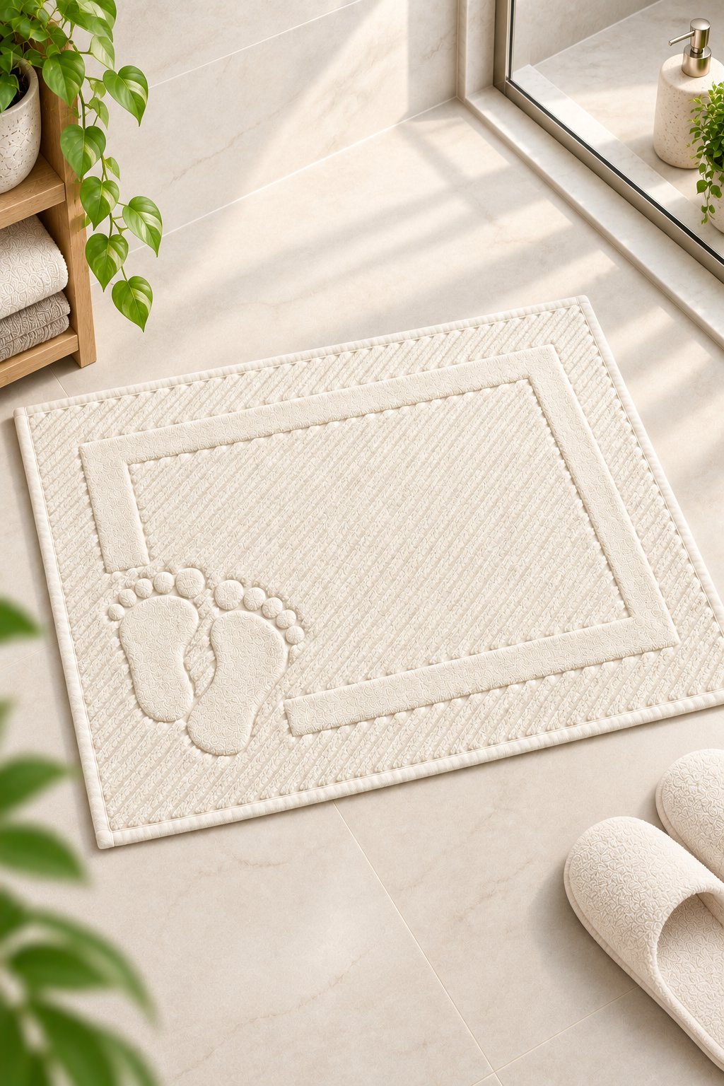 ÇetHome Krem Renk Ayak Havlusu