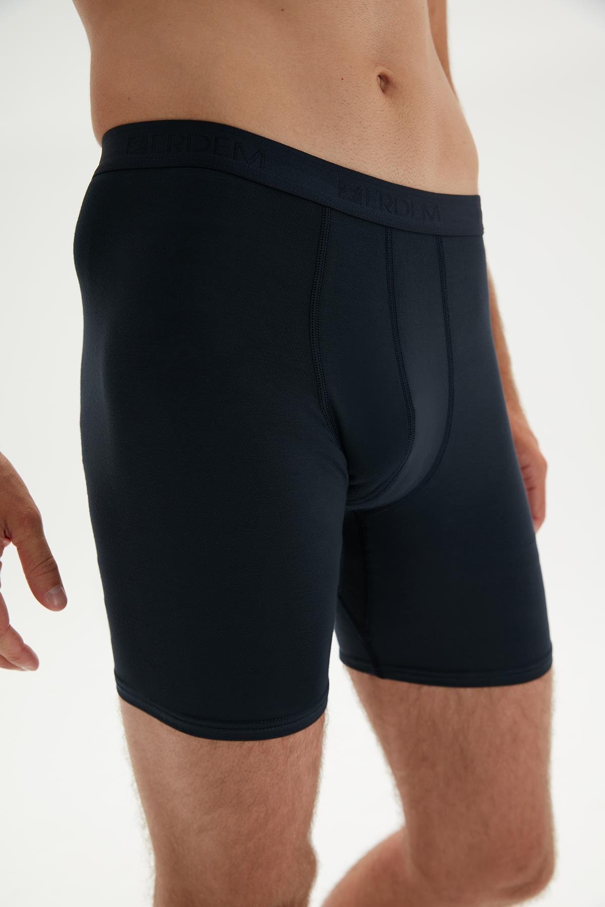 Erdem 3'lü Lacivert Erkek Bambu Uzun Boxer 1013