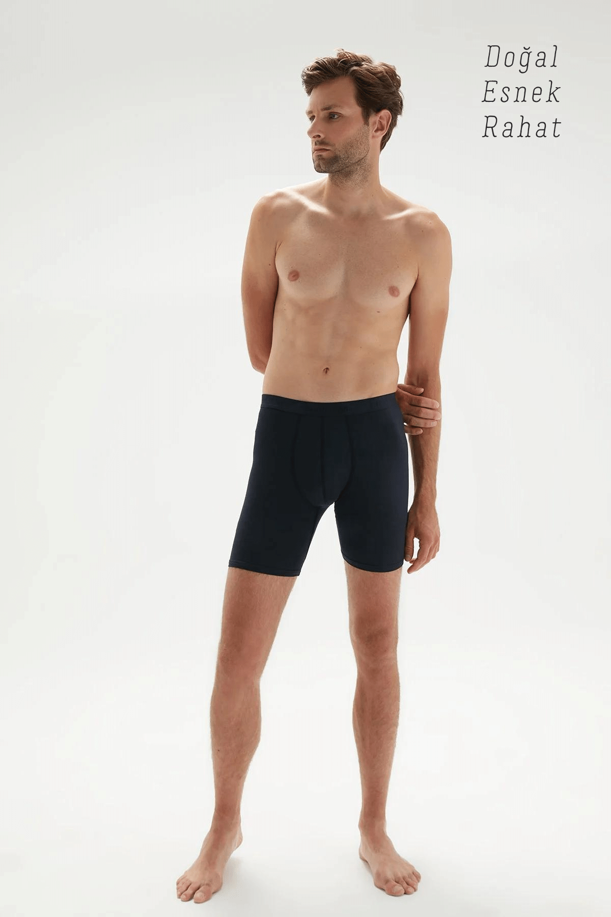 Erdem 3'lü Lacivert Erkek Süper İnce Bambu Uzun Boxer 1013
