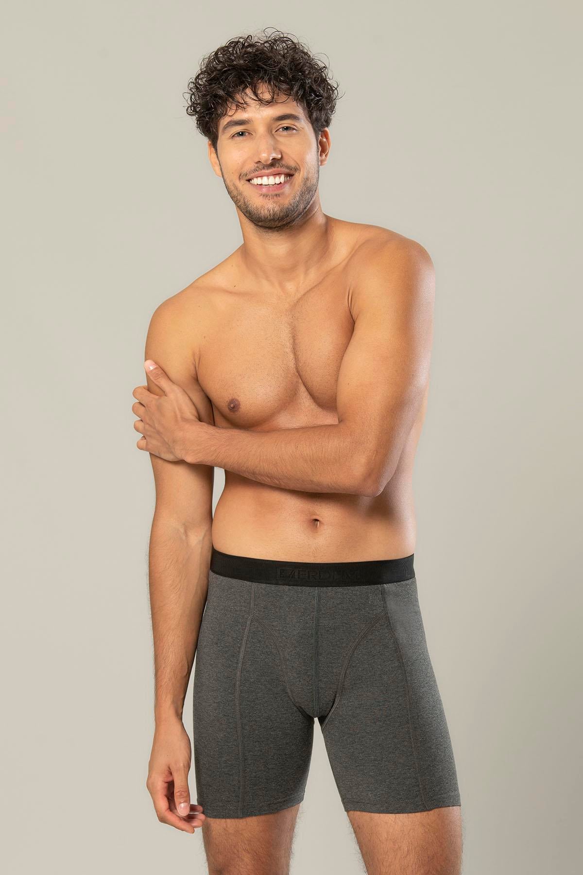 Erdem Antrasit Pamuk Elastan Uzun Boxer 1416