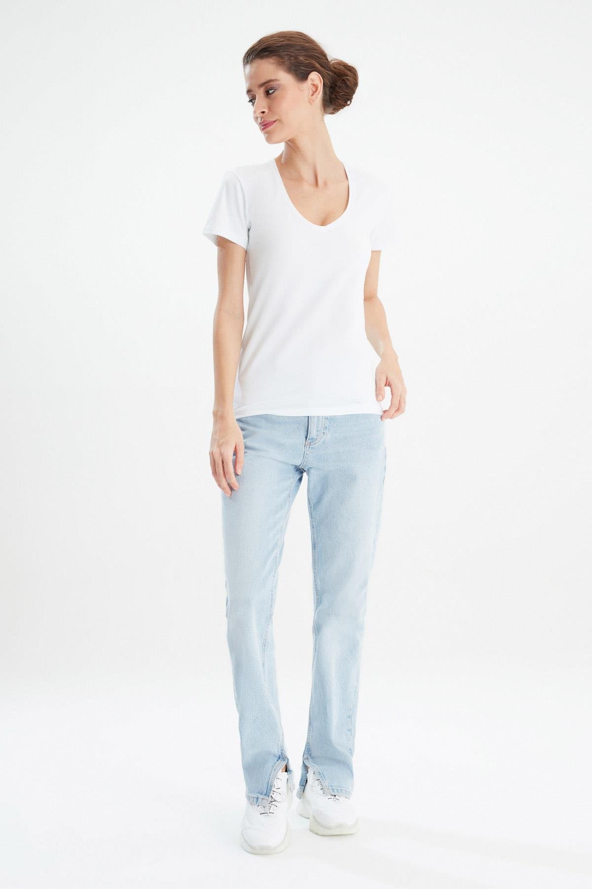 Erdem Bayan Derin V-Yaka T-Shirt