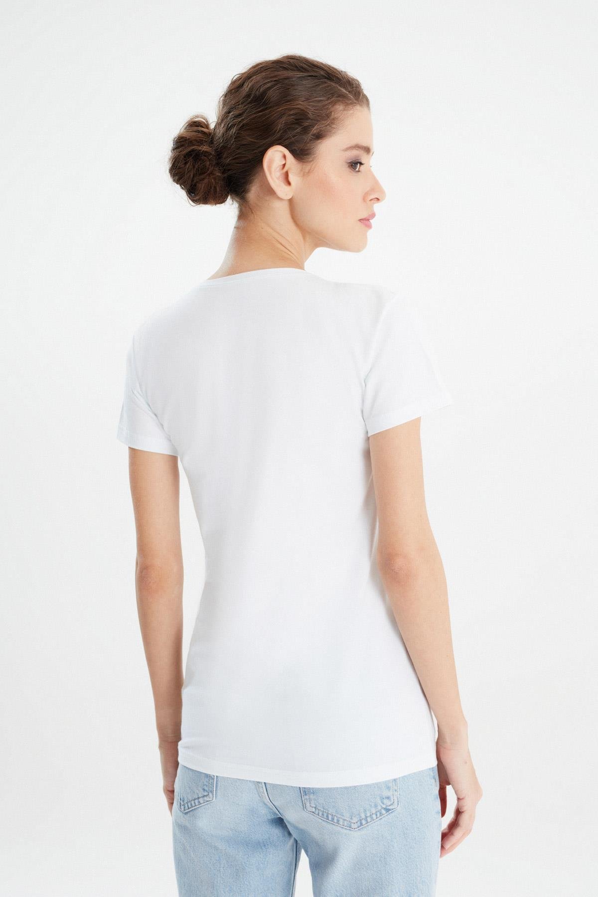 Erdem Bayan Derin V-Yaka T-Shirt