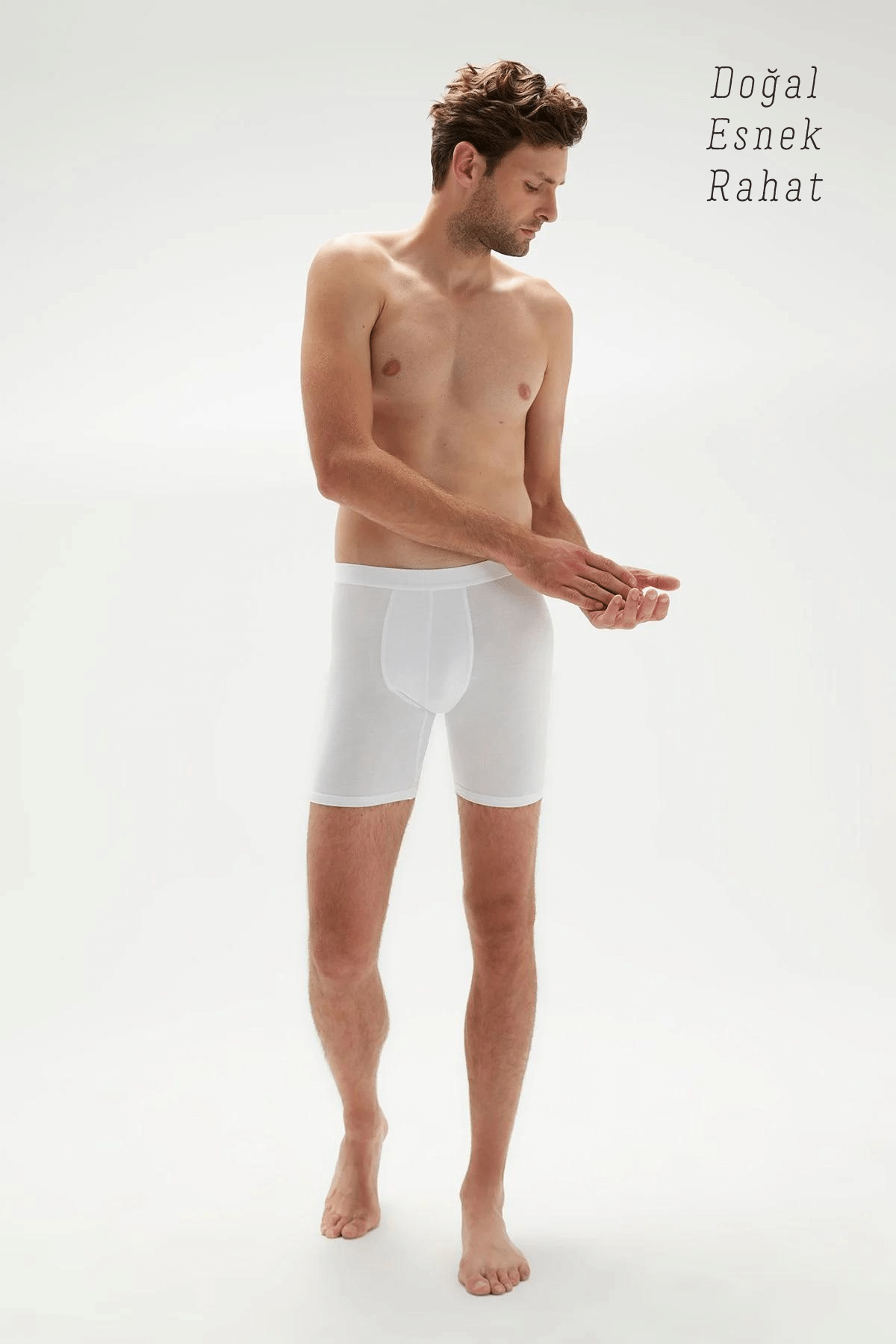 Erdem Beyaz Erkek Süper İnce Bambu Uzun Boxer 1013