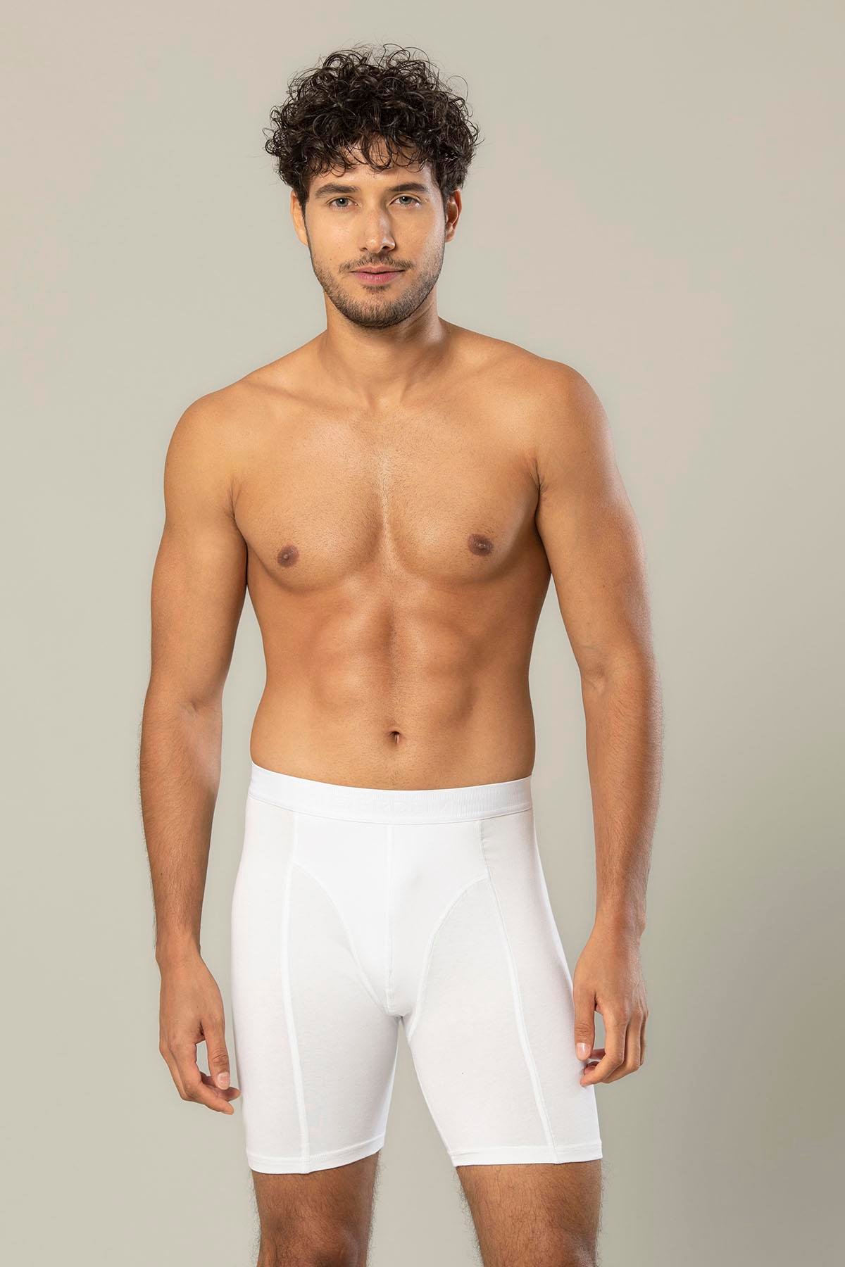 Erdem Beyaz Pamuk Elastan Uzun Boxer 1416