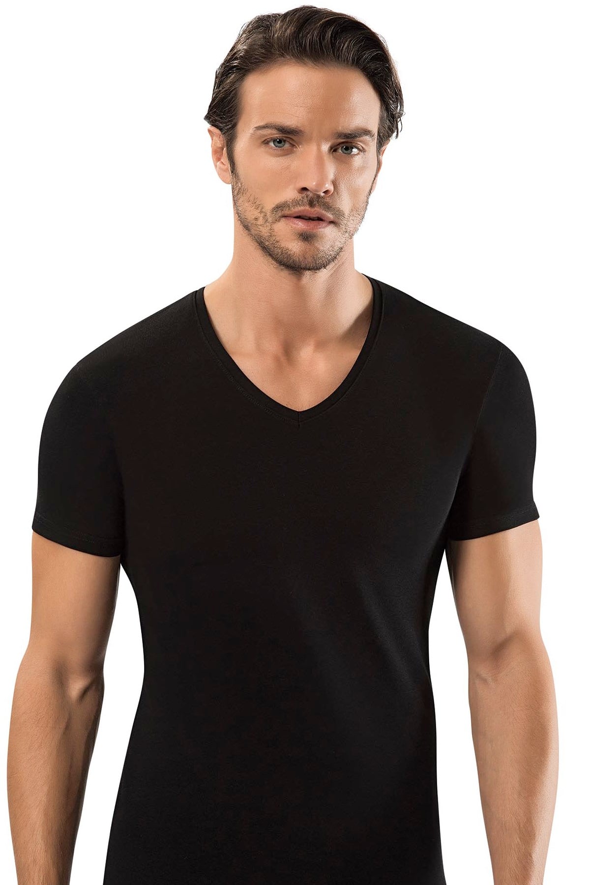 Erdem Pamuk Elastan V Yaka T-Tshirt
