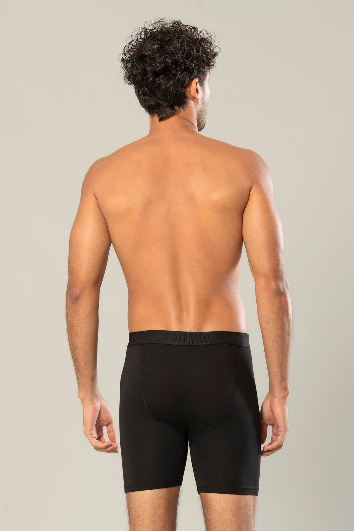 Erdem Siyah Pamuk Elastan Uzun Boxer 1416