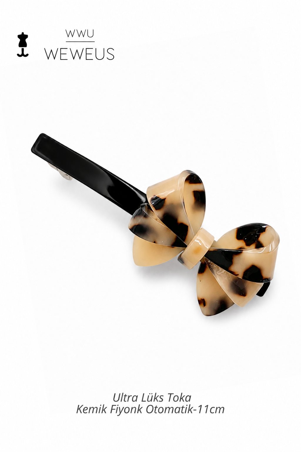 WeWeus Bej Leopar Premium Kemik Otomatik Fiyonk Toka