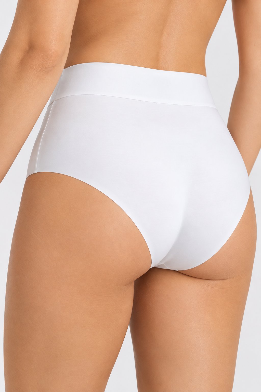 WeWeus Beyaz Dikişsiz Lazer Kesim Yüksek Bel Slip Külot