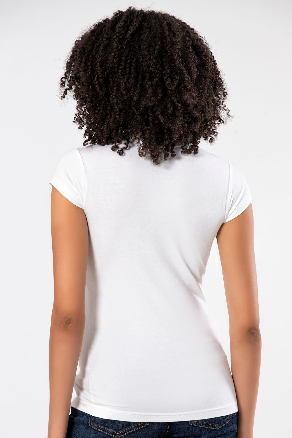 Weweus Beyaz Kadın Süper İnce Doğal Bambu T-Shirt 2315