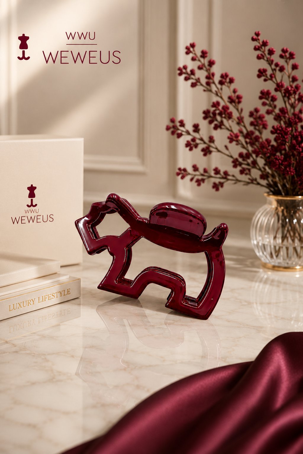 WeWeus Bordo Premium Köpek Şekilli Kemik Mandal Toka
