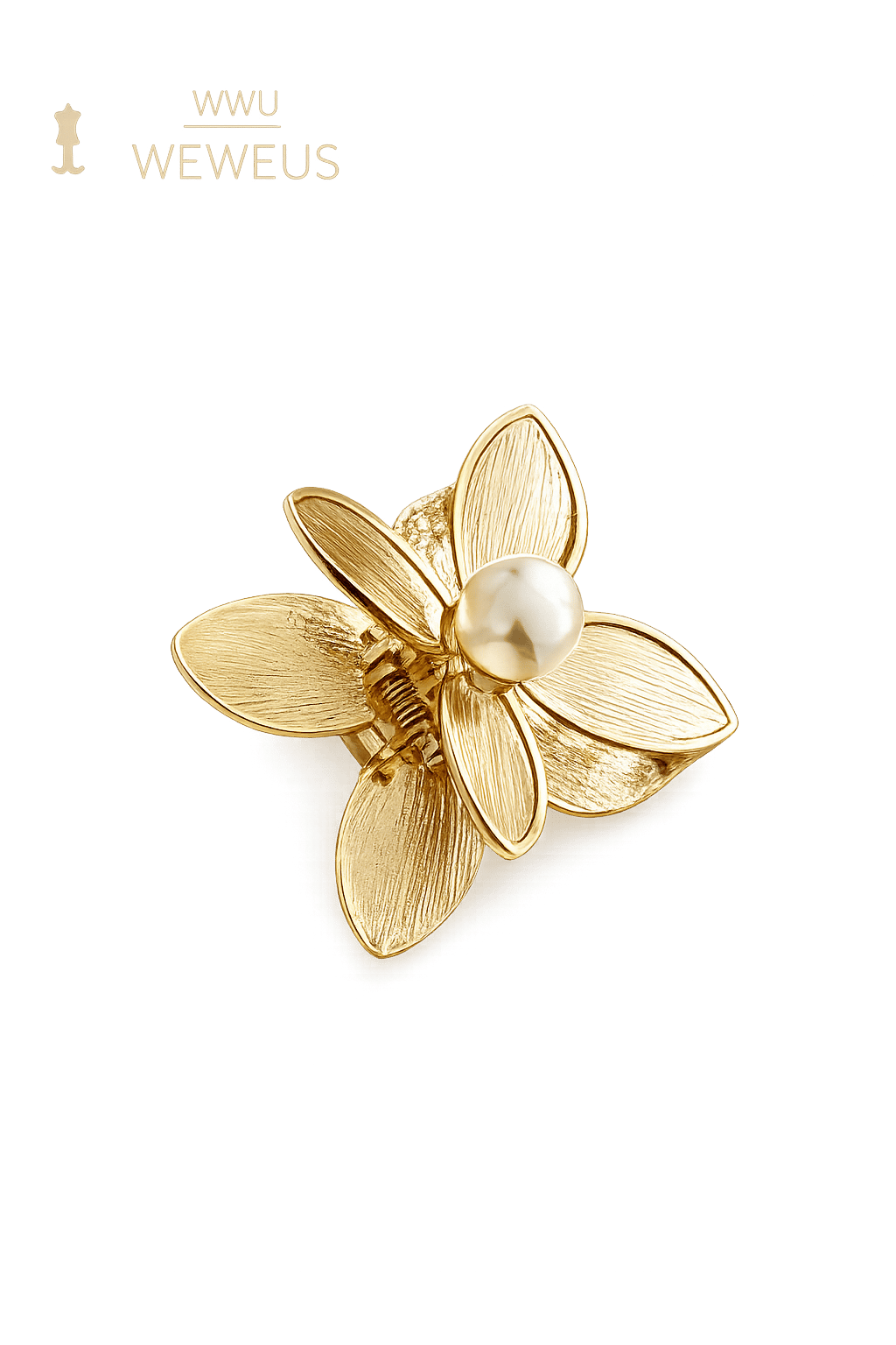 WeWeus Çiçek İncili Gold Parlak Sarı Metal Mini Premium Mandal Toka