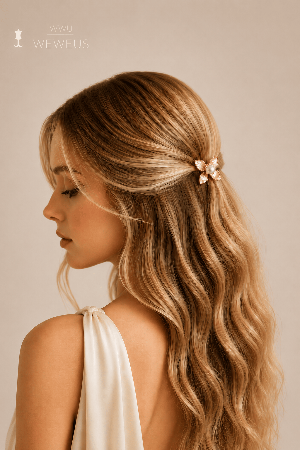 WeWeus Çiçek İncili Rose Metal Mini Premium Mandal Toka