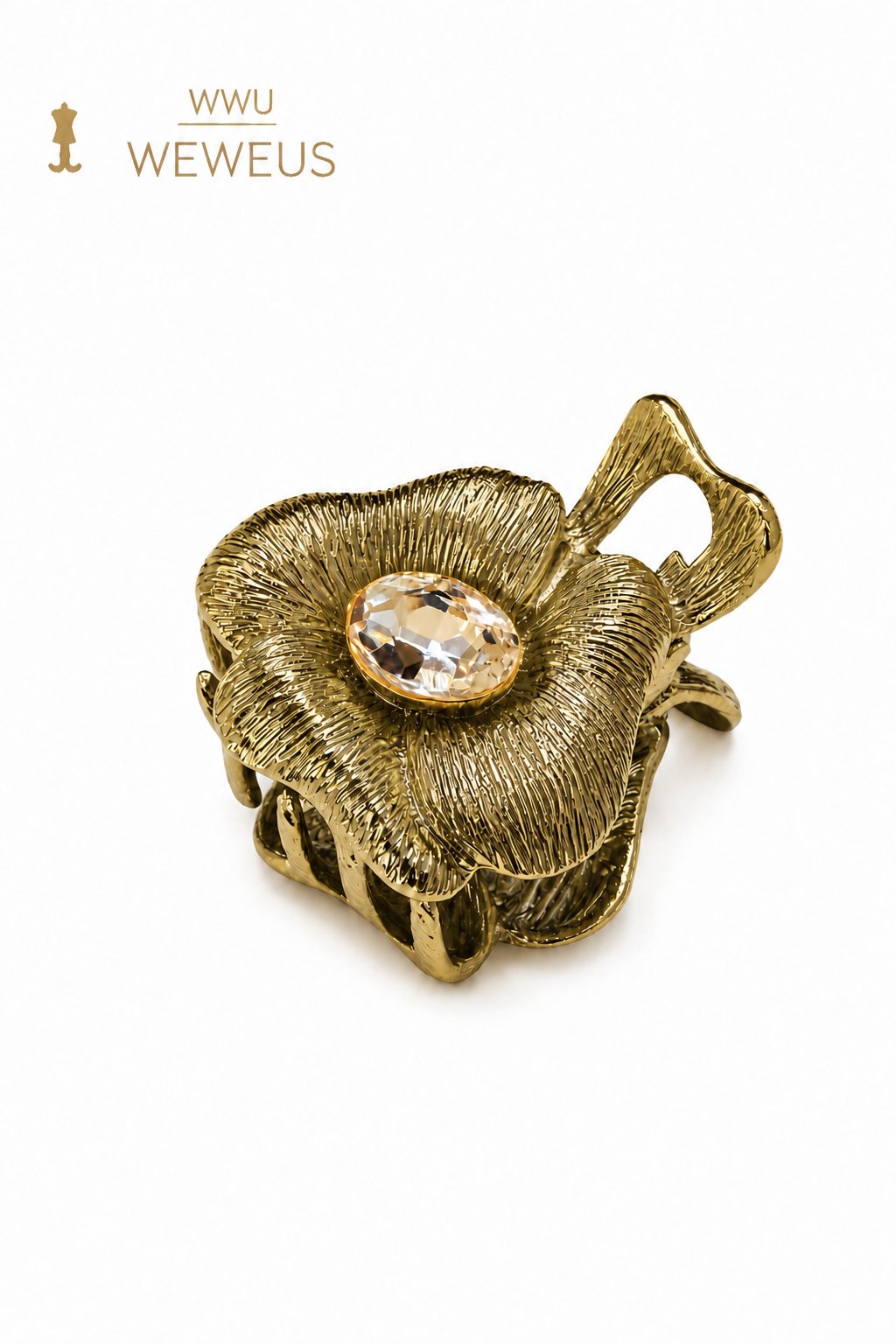 WeWeus Çiçek Taşlı Koyu Gold Parlak Metal Mini Premium Mandal Toka